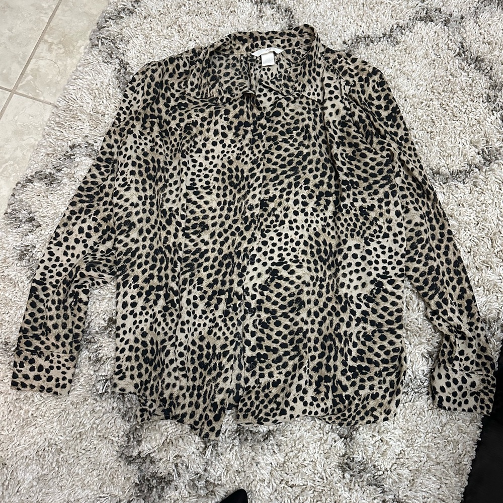 H&M Leopard Print Button Down Shirt